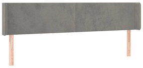világosszürke bársony szárnyas fejtámla 163x16x78/88 cm