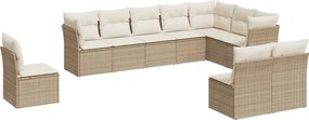 vidaXL 10 részes bézs polyrattan kerti ülőgarnitúra párnával