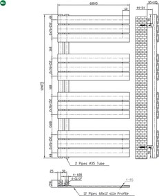 Solaro Design törölközőszárító radiátor 1200x600 mm fehér