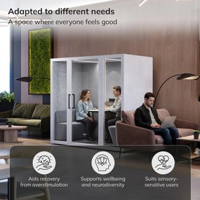 INBOX akusztikai irodai fülke 4 személyes, 2200 × 2200 × 1220 mm