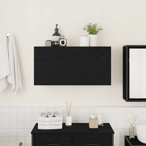 fekete szerelt fa fali fürdőszobaszekrény 80x25x40 cm