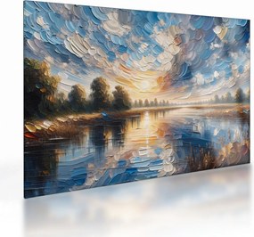 Üveg kép - Napfestmény a víz felett (70x50 cm)