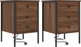 vidaXL Éjjeliszekrény 2 pcs Barna Tölgy 42 x 41 x 61 cm Faanyag