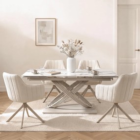 Stół IBIZA Ceramiczny Rozkładany 160-240 cm Biały Marmur/Kaszmir
