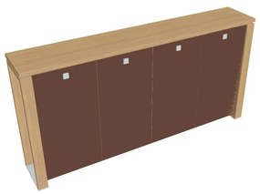Verno+ közepes gardrób 260 x 46 x 130 cm, üvegajtó, világos tölgy / barna
