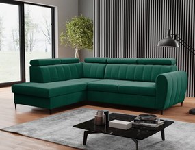 Kinyitható ülőgarnitúra, smaragd, balos, KORIO L