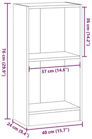 barna tölgy színű szerelt fa könyvszekrény 40 x 24 x 76 cm