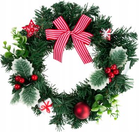 Koszorú Karácsonyi Nád Magyal Piros Masnival 30CM