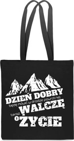 Pamut Táska fekete Hegyek Hegymászó Jó reggelt küzdök vicces ajándék