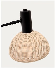 Fekete-natúr színű állólámpa rattan búrával (magasság 157 cm) Damila – Kave Home