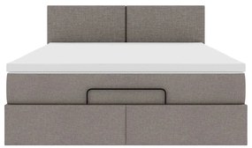 Ottomán ágy matraccal &amp; LED-ek Taupe 140x190 cm anyaggal