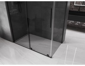 Mexen Velar, tolóajtós zuhanykabin 160 x 80 cm, 8mm szürke üveg, fekete matt, 871-160-080-41-70