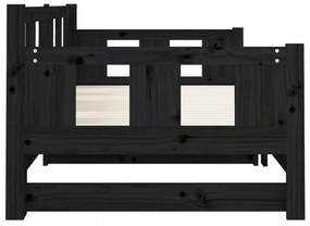 fekete tömör fenyőfa kihúzható kanapéágy 2 x (80 x 200) cm