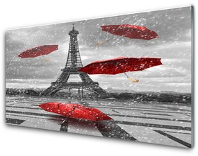 Fali üvegkép Párizsi Eiffel-torony Umbrella 100x50 cm 2 fogas