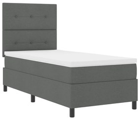 rugós ágy matraccal és LED világítással, sötétszürke, 90x200 cm szövet