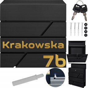 Modern Postaláda Fekete Arany Mintás