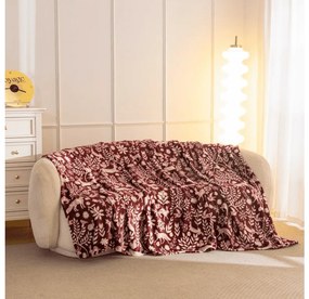 Mikroplüss takaró FOREST ANIMALS, bordó Méret: 200 x 220 cm