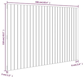 fekete tömör fenyőfa fali fejtámla 166 x 3 x 110 cm
