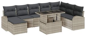 vidaXL Kerti Kanapé Szett tárolóval 9 pcs Világosszürke Poli rattan