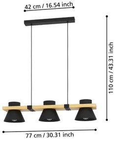 Eglo 43956 - Csillár zsinóron MACCLES 3xE27/15W/230V