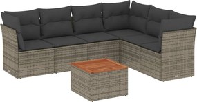 vidaXL 7 részes szürke polyrattan kerti ülőgarnitúra párnákkal