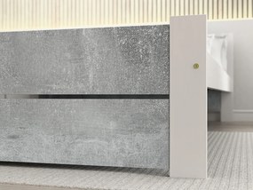 Ágy IKAROS DOUBLE 140 x 200 cm, beton/fehér Matrac: Matrace Sommera 18 cm, Ágyrács: Deszkás ágyráccsal