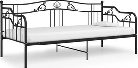 vidaXL fekete fém kanapéágykeret 90 x 200 cm