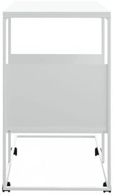 fehér szerelt fa kisasztal kerekekkel 55x36x63,5 cm