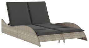 világosszürke polyrattan napozóágy párnákkal 114x205x73 cm