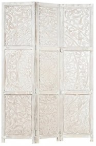 3-paneles fehér mangófa kézzel faragott térelválasztó 120x165cm