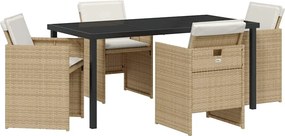 vidaXL Kert étkező szett 5 pcs Bézs polirattan