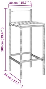 vidaXL 3 részes fekete polyrattan és tömör akácfa kerti bárszett