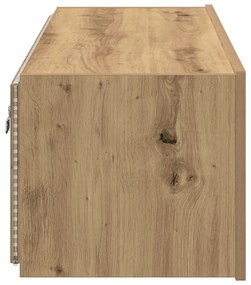 TV faliszekrény LED világítással, Kézműves tölgy 100x35x31 cm