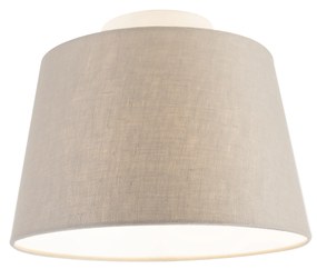 Mennyezeti lámpa vászon árnyékolóval, taupe színű, 25 cm - Combi fehér