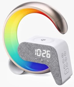 Immax 08986L-LED RGB Dimmelhető lámpa ébresztőórával és Qi töltéssel 30W/230V arany