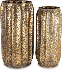 2 x Magas Arany Dekoratív Virágtartó Fém Patinázott