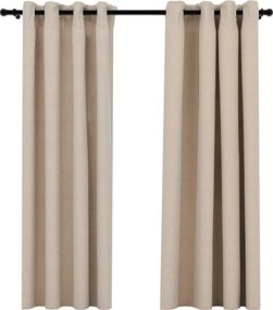 vidaXL 2 db bézs vászonhatású sötétítőfüggöny 140 x 175 cm