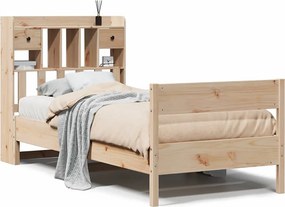 vidaXL tömör fenyőfa könyvespolcos ágy matrac nélkül 75 x 190 cm