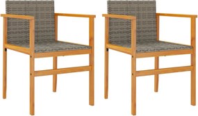 vidaXL 2 db szürke polyrattan és tömör fa kerti szék