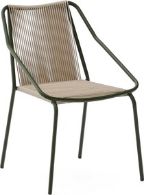 Sötétzöld-bézs fém kerti szék Zivia – Kave Home