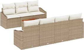 vidaXL Kerti Kanapé Szett tárolóval 8 pcs Beige és krém polirattan