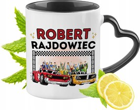 Fekete bögre szív alakú füllel Robertnek Ajándék