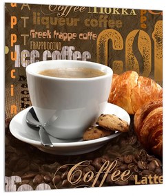 Csésze kávé és a croissantok képe (30x30 cm)