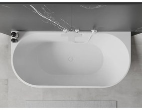 Mexen Oval, szabadon álló fali kád 180 x 80 cm, fehér-fekete, fehér túlfolyó, 52671808075-20