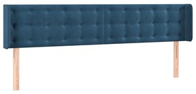 sötétkék bársony szárnyas fejtámla 163x16x78/88 cm