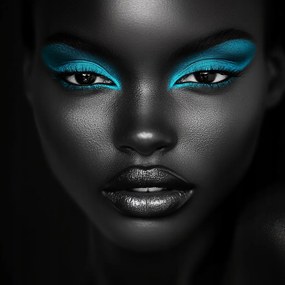 Vászonkép Canvas Portré Nő Arc Makró Fotó Neon Türkiz 40x40
