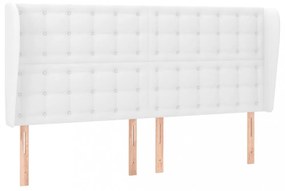 fehér műbőr fejtámla szárnyakkal 203x23x118/128 cm