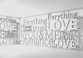 Fotótapéta Szerelem szavai szürke alapon Love Trust You Me 208x146 +ragasztó