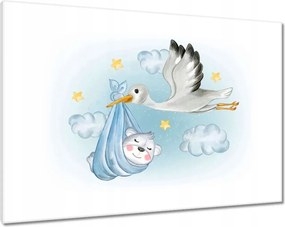 Vászonkép 100x70 A gólya és a mackó Csöcs hozza a babát