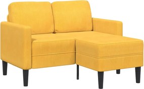 vidaXL világos sárga vászon 2 üléses kanapé L-alakú kanapéval 125 cm